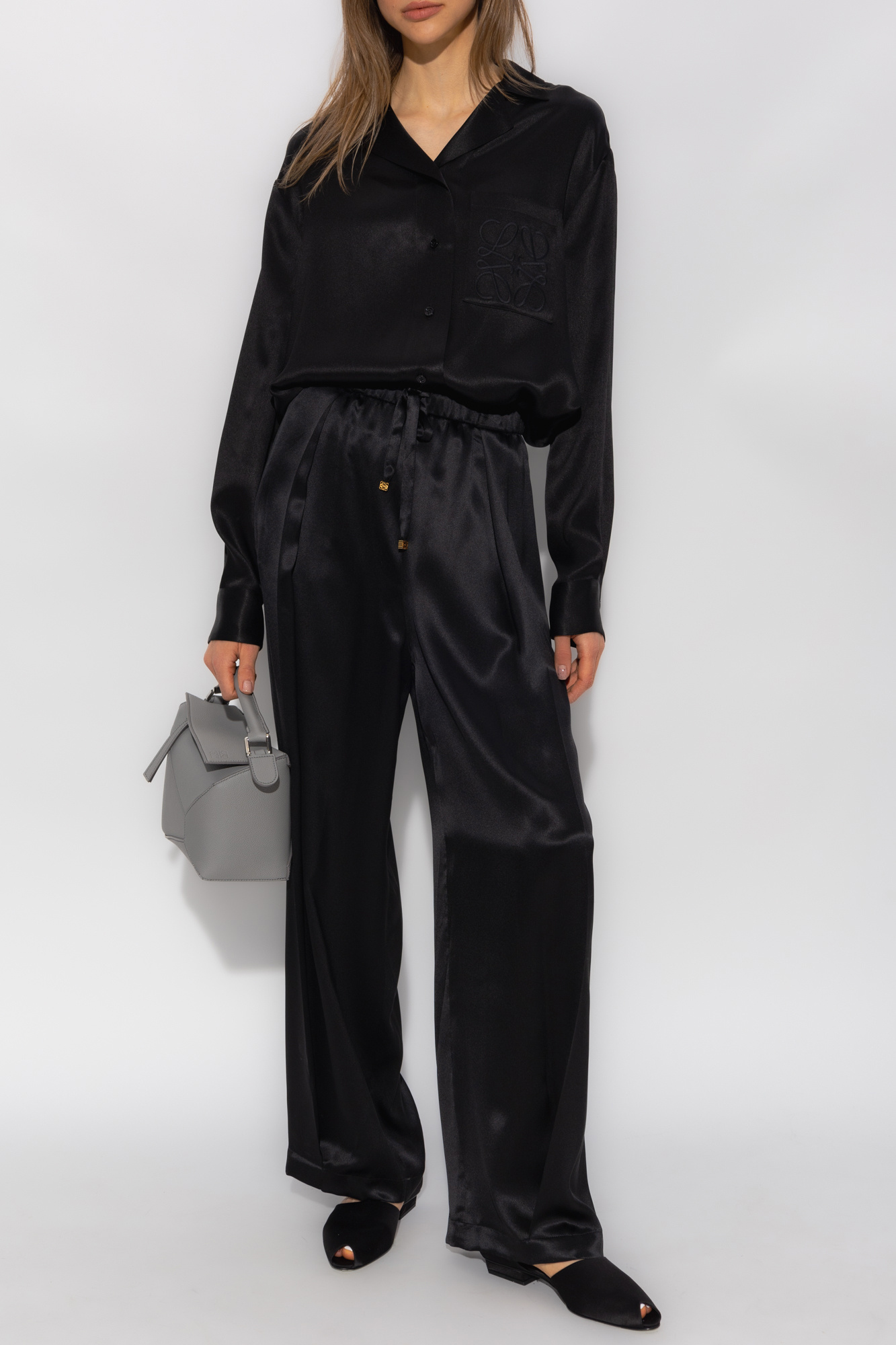 vintage LOEWE （ロエベ）silk shirt Loewe Oversized Silk Button-Down Shirt | Neiman Marcus